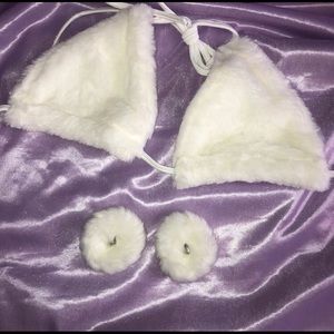 ✨ New Fuzzy Faux Fur Triangle Bralette Halter ✨